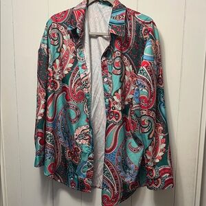 SHEIN Multicolor Paisley Button Down Shirt